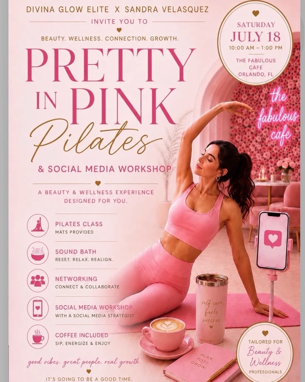 Pretty in Pink: Pilates & Workshop hosted by Divina Glow — workshops in Orlando