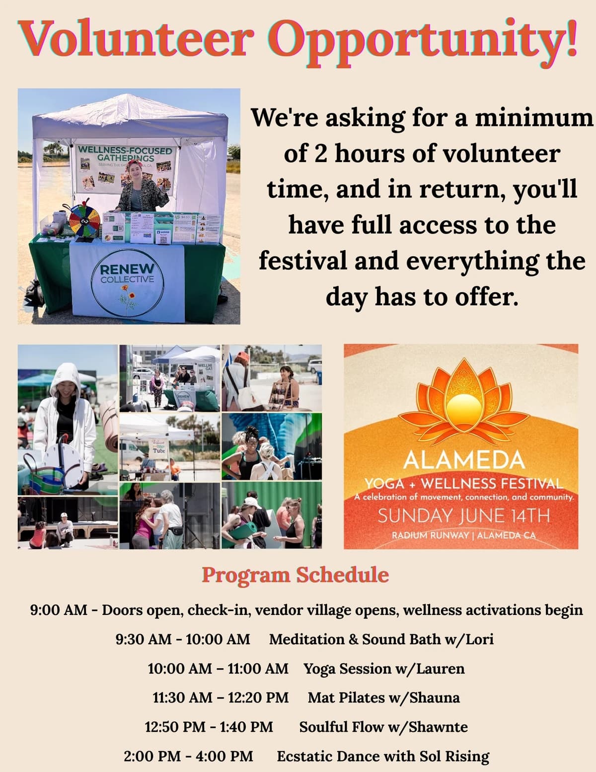Volunteer Opportunity! Alameda Yoga & Wellness Festival hosted by Renew Collective — yoga classes in Alameda