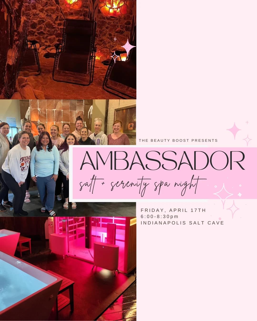 Ambassador Salt + Serenity Spa Night hosted by The Beauty Boost Indianapolis — spa recovery in Indianapolis