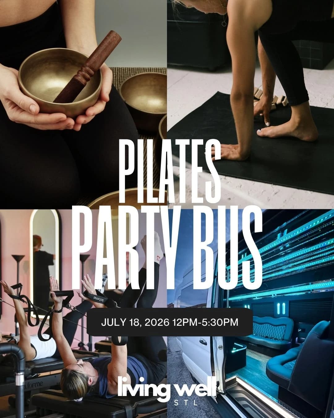 Pilates Party Bus hosted by Living Well STL — wellness events in Des Peres