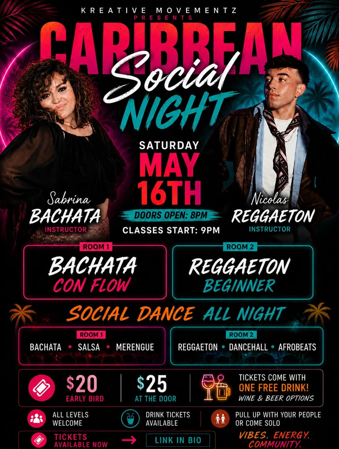 Caribbean Social Night hosted by Kreative Movementz — dance classes in Orlando