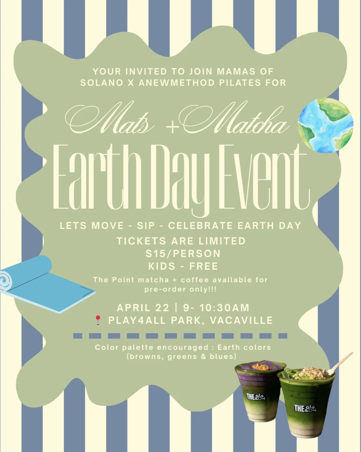 Mats & Matcha | Earth Day Event hosted by Anew Method by Allyson — pilates classes in Vacaville