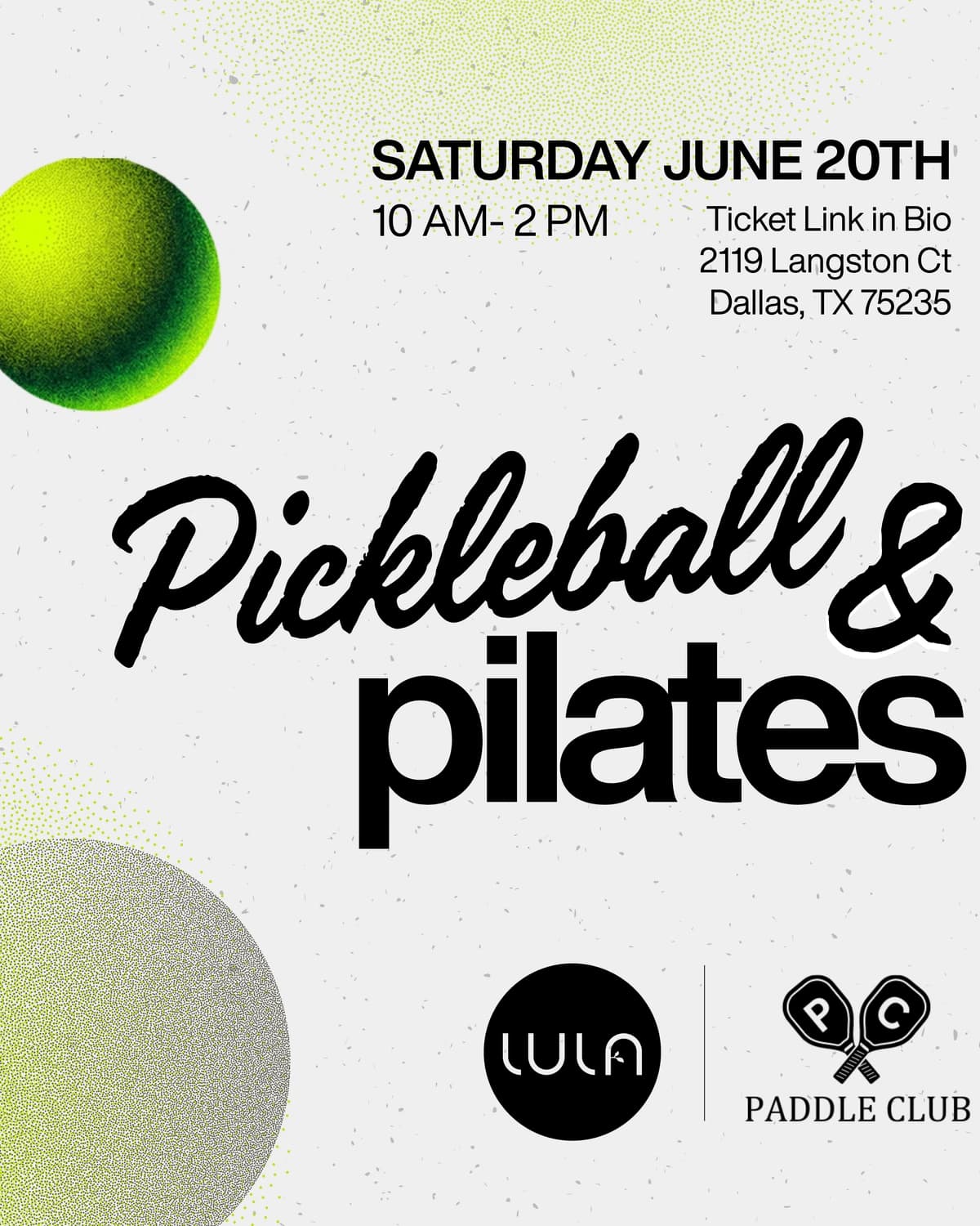 Pickleball & Pilates hosted by LULA — racket sports in Dallas