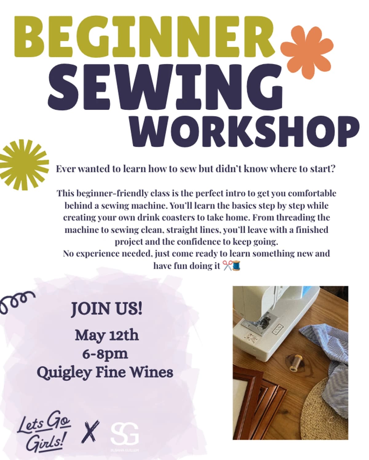 Beginner Sewing Workshop hosted by Lets Go Girls — workshops in San Diego