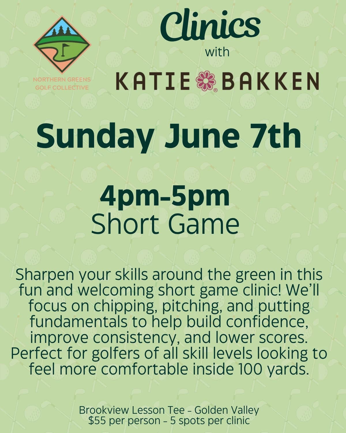 Sunday 6/7 -Short Game Clinic hosted by Northern Greens Golf Collective — golf in Golden Valley