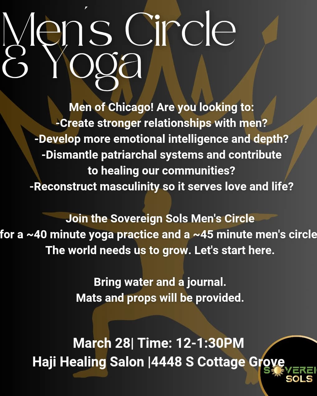 Men's Circle & Yoga hosted by Sovereign Sols Healing Circle — yoga classes in Chicago